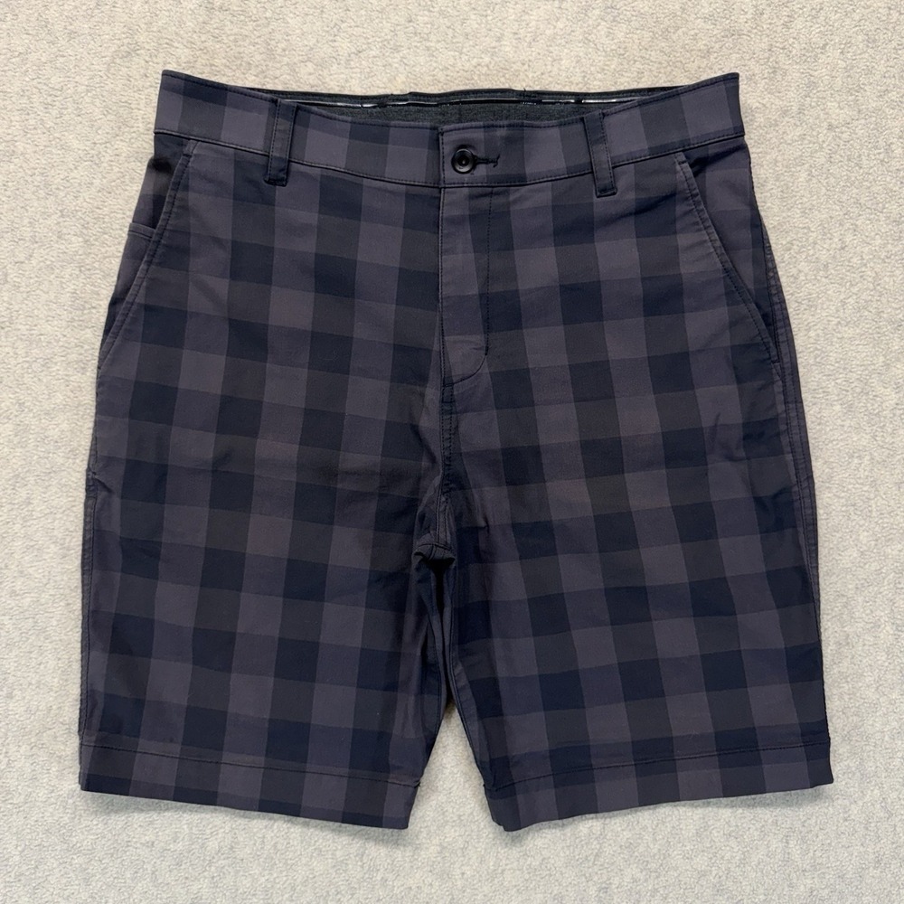 Nike Dri-FIT Plaid Golf Shorts Mens 32 Gray Black Stretch Performance